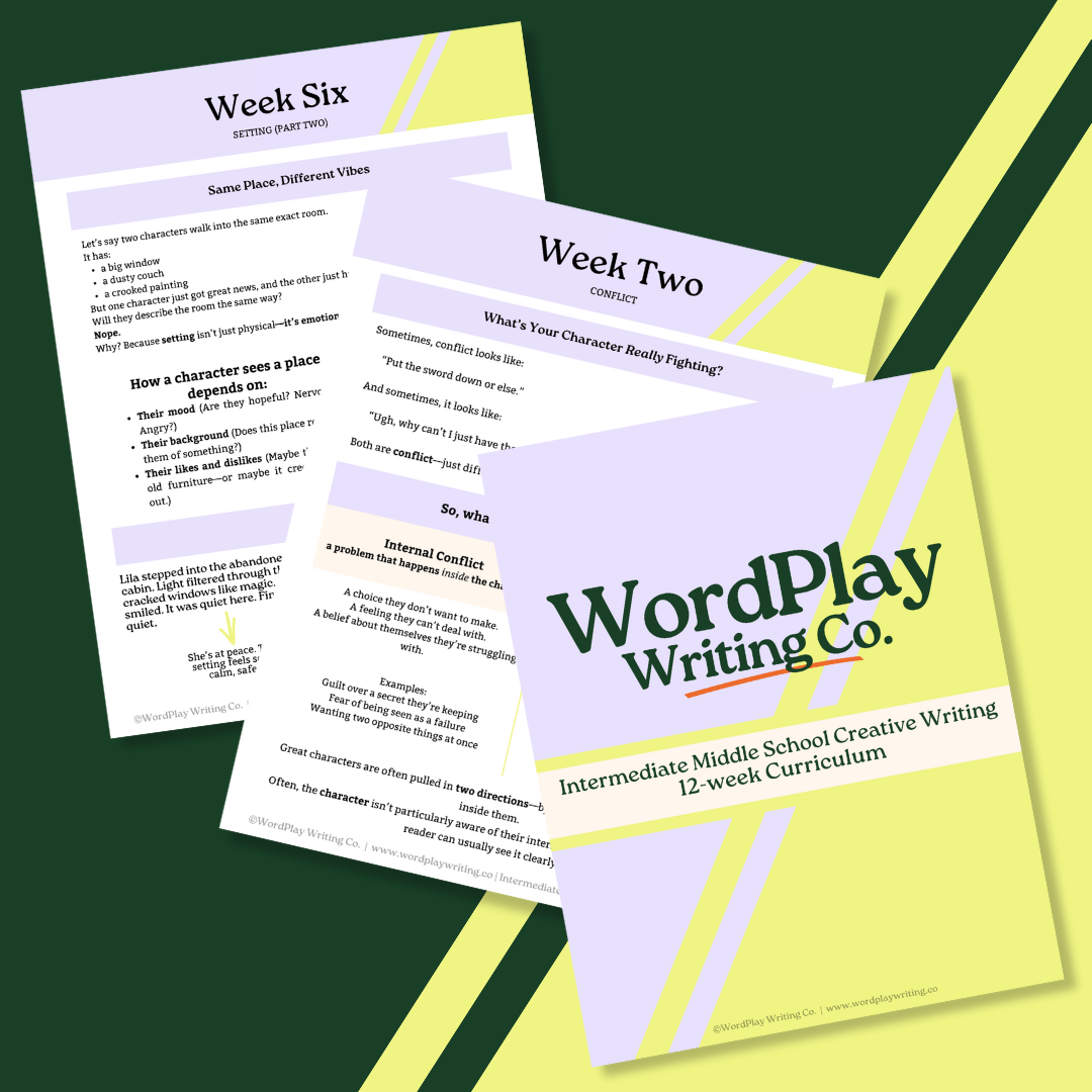 Intermediate Middle School Creative Writing 12-Week Downloadable Curriculum