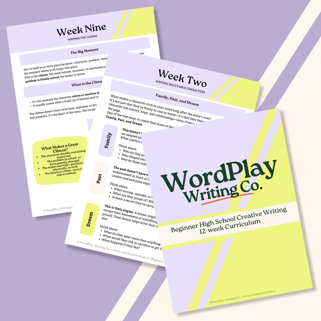 Beginner High School Creative Writing 12-Week Downloadable Curriculum